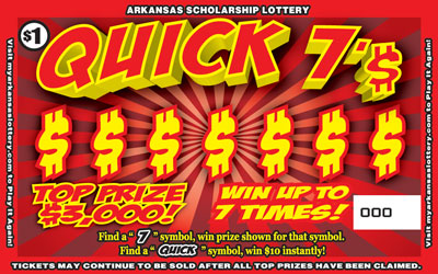 Quick 7'$ - Game No. 390 Arkansas Lottery Instant Ticket - Quick 7'$