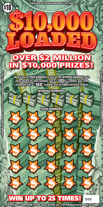 $10,000 Loaded - Game No. 393 Arkansas Lottery Instant Ticket - $10,000 Loaded
