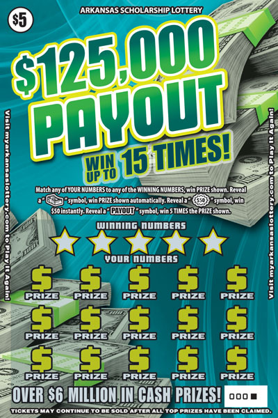 $125,000 Payout - Game No. 401 Arkansas Lottery Instant Ticket - $125,000 Payout