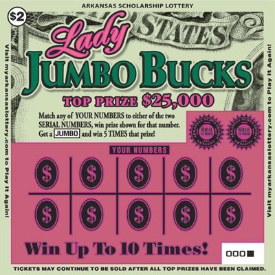 Lady Jumbo Bucks - Game No. 430 Arkansas Lottery Instant Ticket - Lady Jumbo Bucks