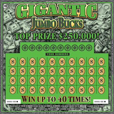 Gigantic Jumbo Bucks - Game No. 433 Arkansas Lottery Instant Ticket - Gigantic Jumbo Bucks