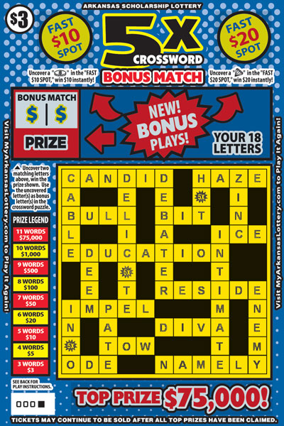 5X Crossword Bonus Match - Game No. 510 - Front 5X Crossword Bonus Match - Game No. 510