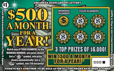 $500 a Month for a Year! - Game No. 557 - Front $500 a Month for a Year! - Game No. 557