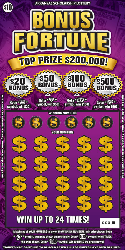 Bonus Fortune - Game No. 579 - Front Bonus Fortune - Game No. 579