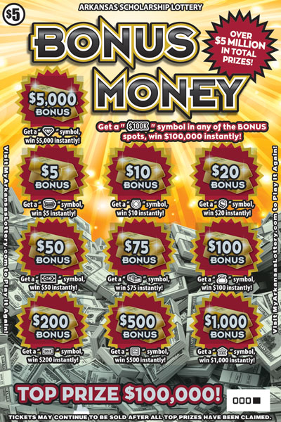 Bonus Money - Game No. 749 - Front Bonus Money - Game No. 749