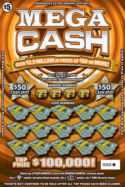 Mega Cash scratch-off from Arkansas Lottery