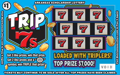 Trip 7s Arkansas scratch-off ticket