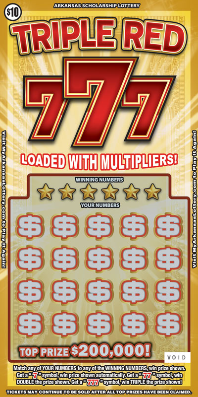 Triple Red 777 Arkansas scratch-off ticket