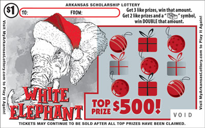 White Elephant Arkansas scratch-off ticket