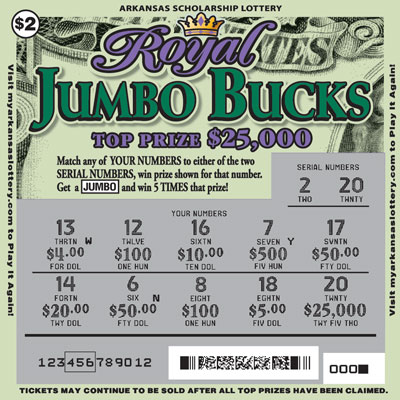 Royal Jumbo Bucks - Game No. 377 Arkansas Lottery Instant Ticket - Royal Jumbo Bucks