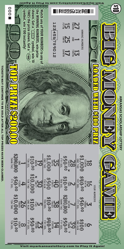 Big Money Game - Game No. 380 Arkansas Lottery Instant Ticket - Big Money Game