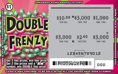 Double Frenzy - Game No. 385 Arkansas Lottery Instant Ticket - Double Frenzy