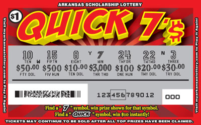 Quick 7'$ - Game No. 390 Arkansas Lottery Instant Ticket - Quick 7'$