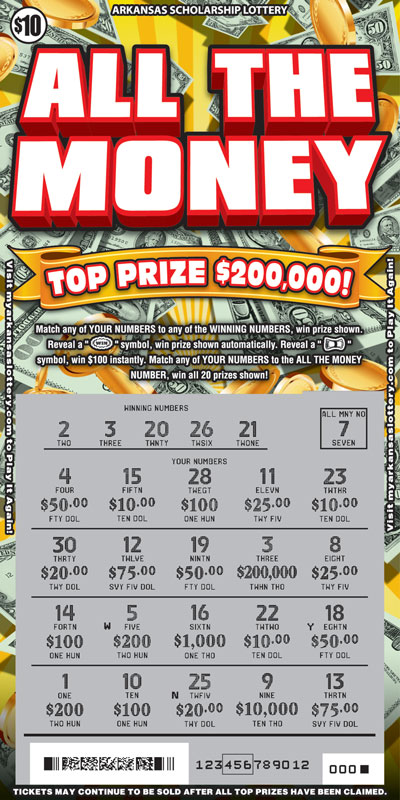 All The Money - Game No. 397 Arkansas Lottery Instant Ticket - All The Money