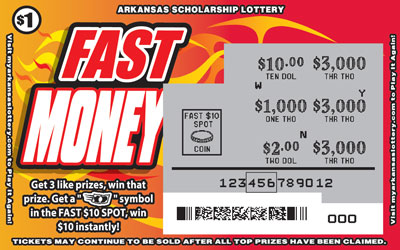 Fast Money- Game No. 407 Arkansas Lottery Instant Ticket - Fast Money