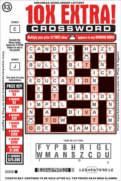10X Extra! Crossword- Game No. 409 Arkansas Lottery Instant Ticket - 10X Extra! Crossword