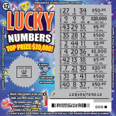 Lucky Numbers - Game No. 417 Arkansas Lottery Instant Ticket - Lucky Numbers