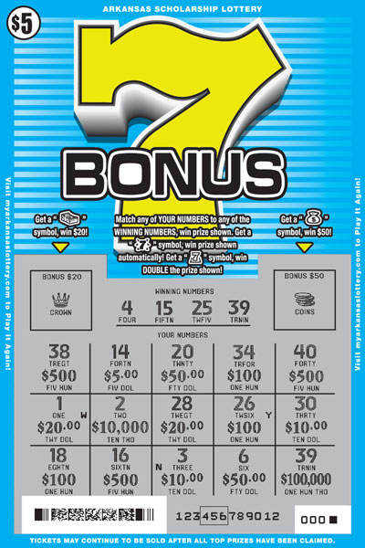 Bonus 7 - Game No. 418 Arkansas Lottery Instant Ticket - Bonus 7