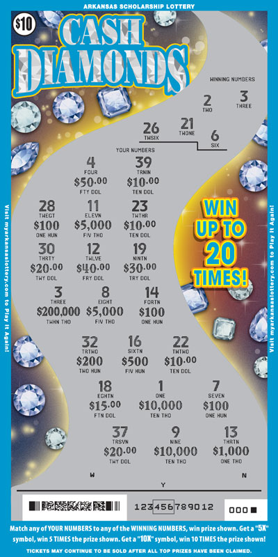 Cash Diamonds - Game No. 419 Arkansas Lottery Instant Ticket - Cash Diamonds