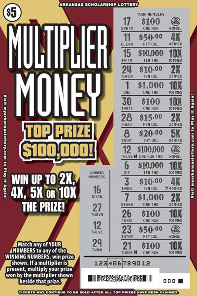 Multiplier Money - Game No. 423 Arkansas Lottery Instant Ticket - Multiplier Money