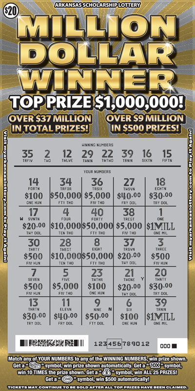 Million Dollar Winner - Game No. 424 Arkansas Lottery Instant Ticket - Million Dollar Winner