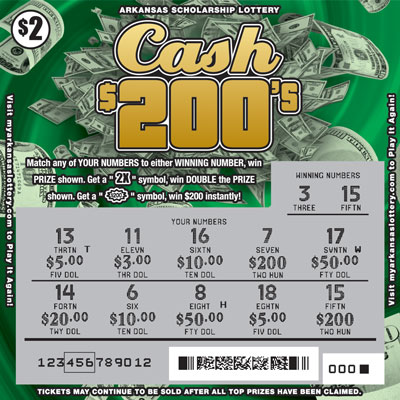 Cash $200's - Game No. 426 Arkansas Lottery Instant Ticket - Cash $200's